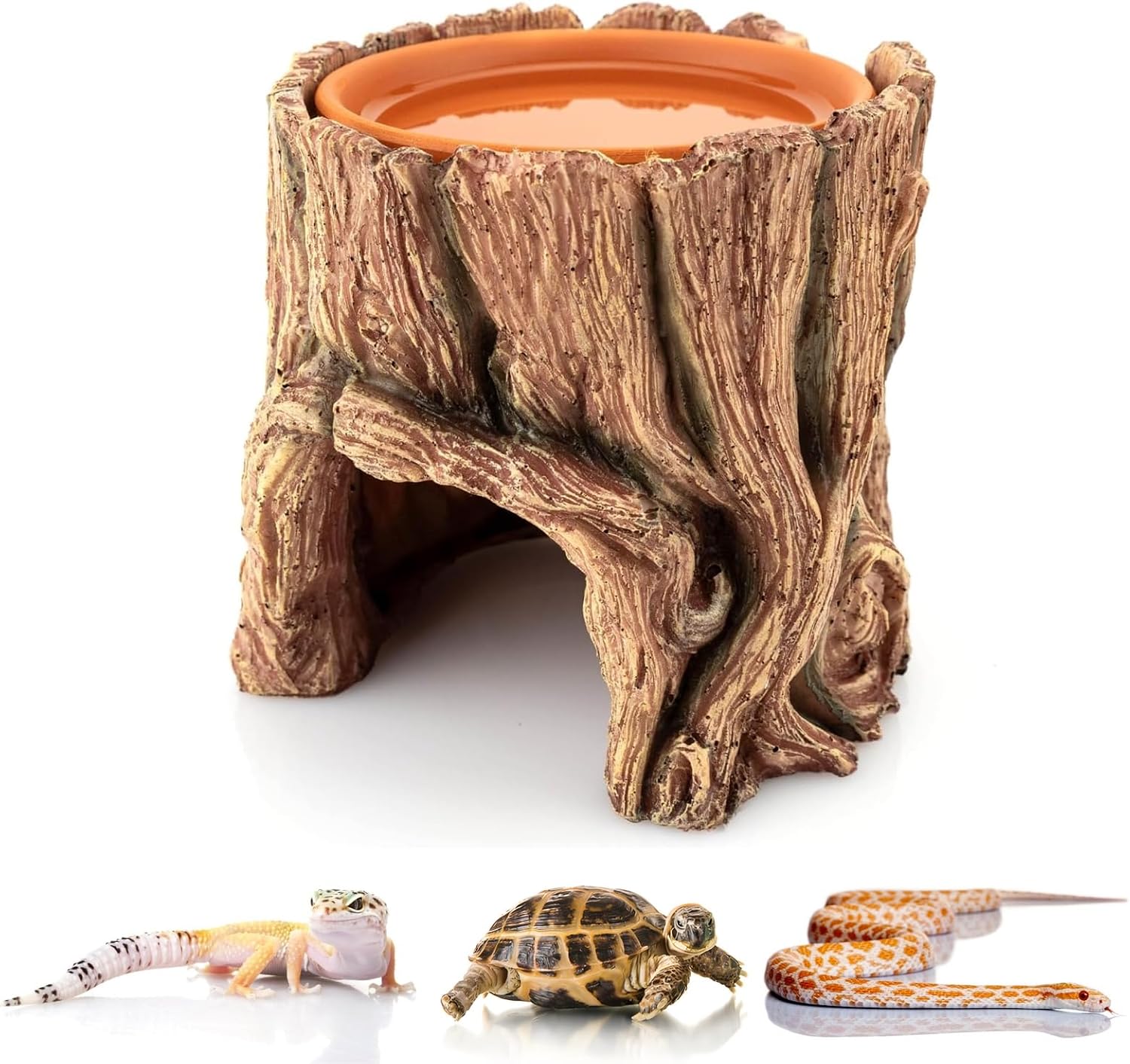 Reptile Hide Cave Resin, 2 in 1 Reptile Hideout Cave and Water Tray