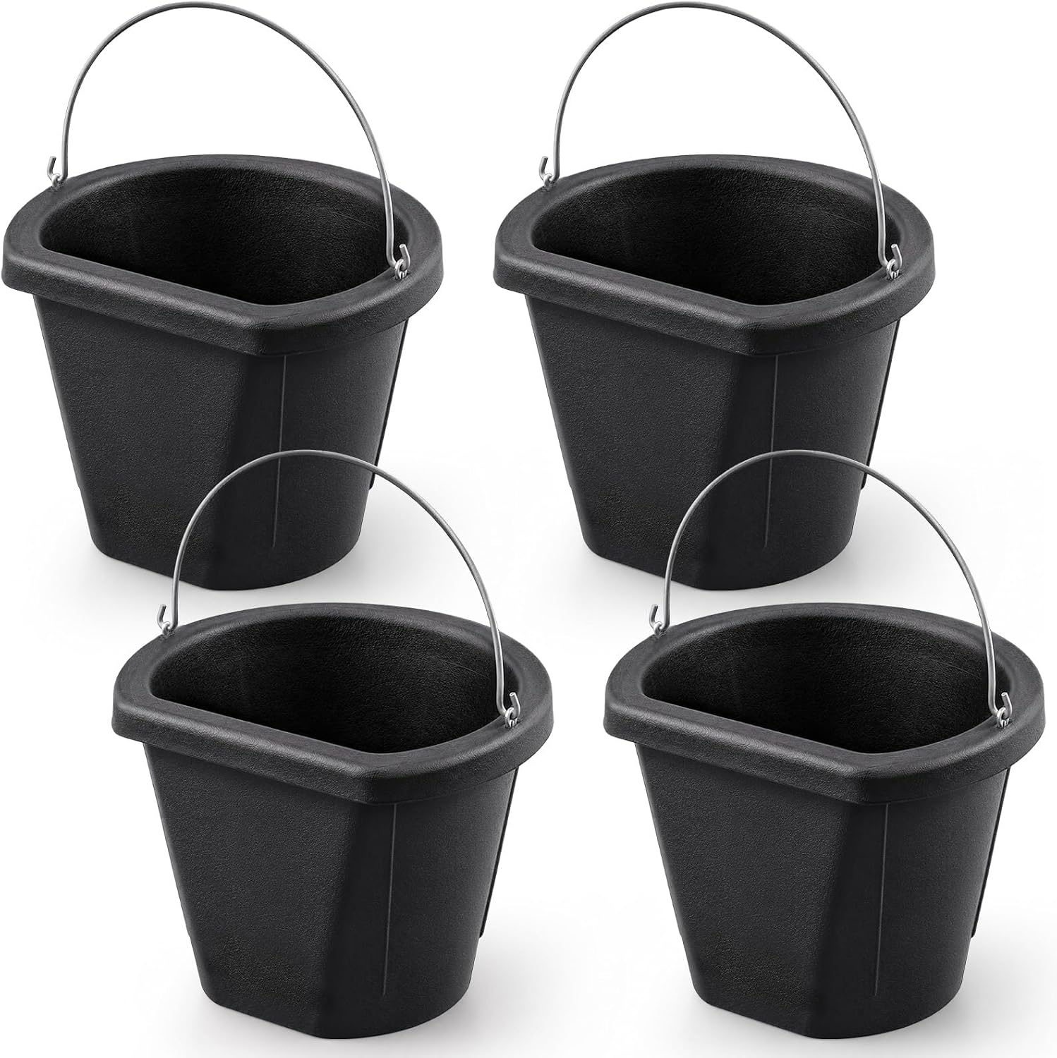 Marsui 4 Pcs Rubber Horse Feed Bucket Hanging, 18 Quart 4.5 Gallon
