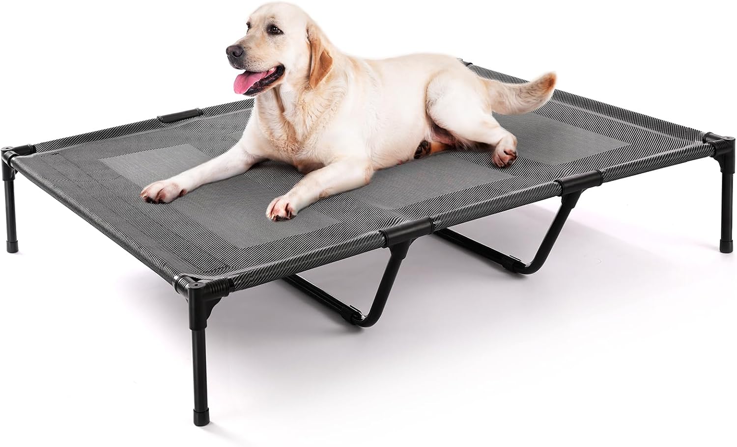 petizer XL Elevated Dog Beds for Large Dogs 48x36x9”, Hold up to 140lbs, Breathable Off-the-Ground Dog Cots, Anti-Sag Raised Dog Bed with Center Bars, Indoor & Outdoor, Black