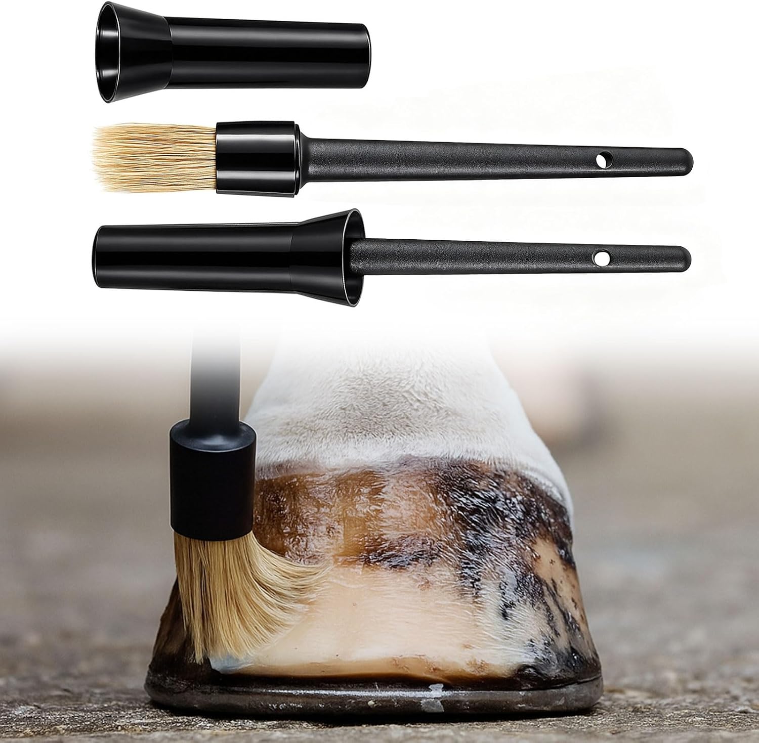 2 Set Hoof Oil Brush for Horses with Cap Black for Horse Soft Gentle Hoof Care Applicator to Restore Dry and Fragile Hooves Moisturizer Horse Face Cleaning Brush