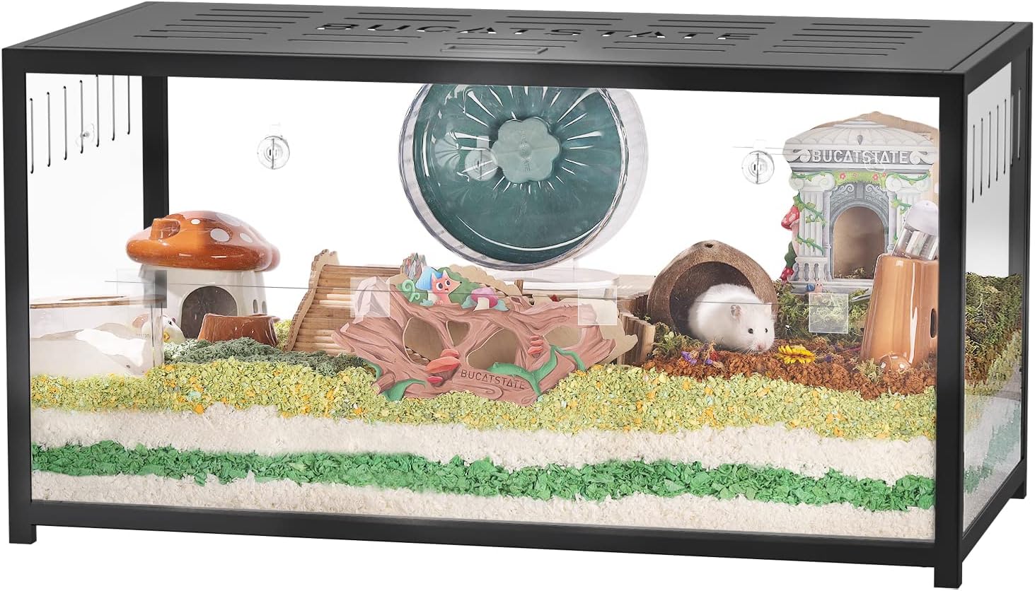 BUCATSTATE Hamster Cage 2.0, Large Hamster Enclosure (39in, Black)