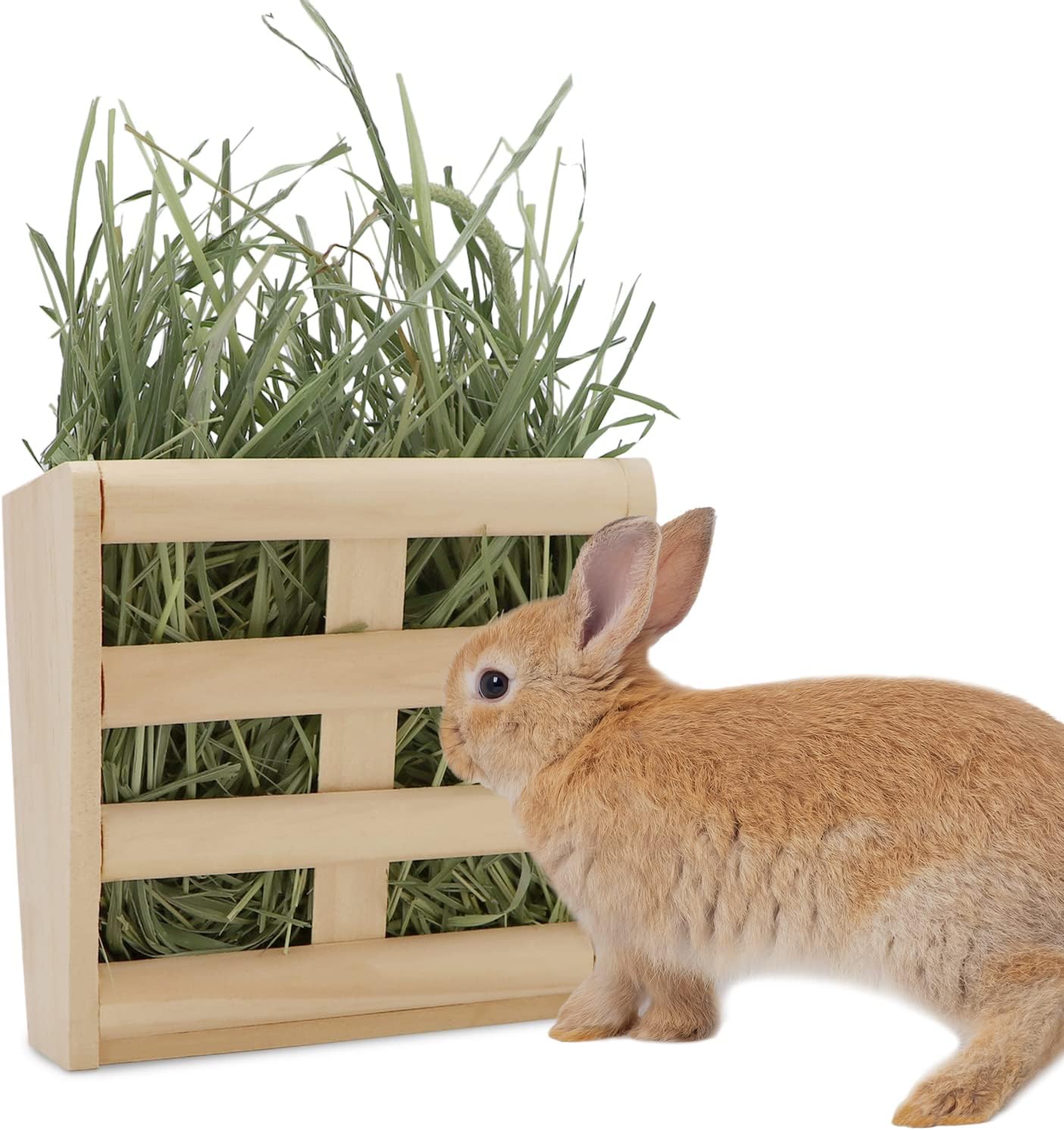 Rabbit Hay Feeder Guinea Pig Hay Rack Wooden Hay Holder for Small Pets Bunny Guinea Pig Chinchilla (Hay Feeder-B)