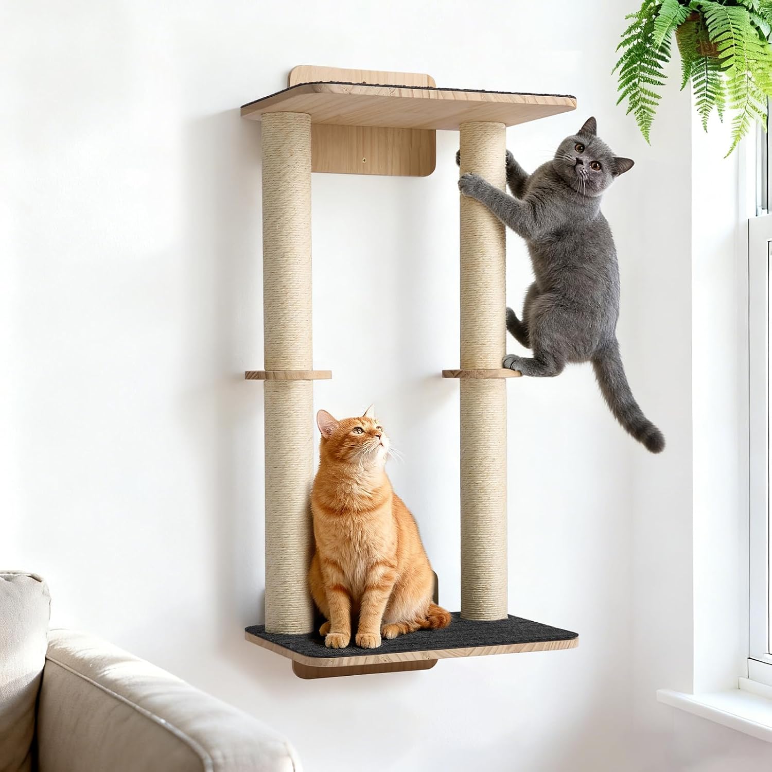 Veehoo Cat Wall Shelves, 28.3″ Cat Wall Furniture with Scratcher