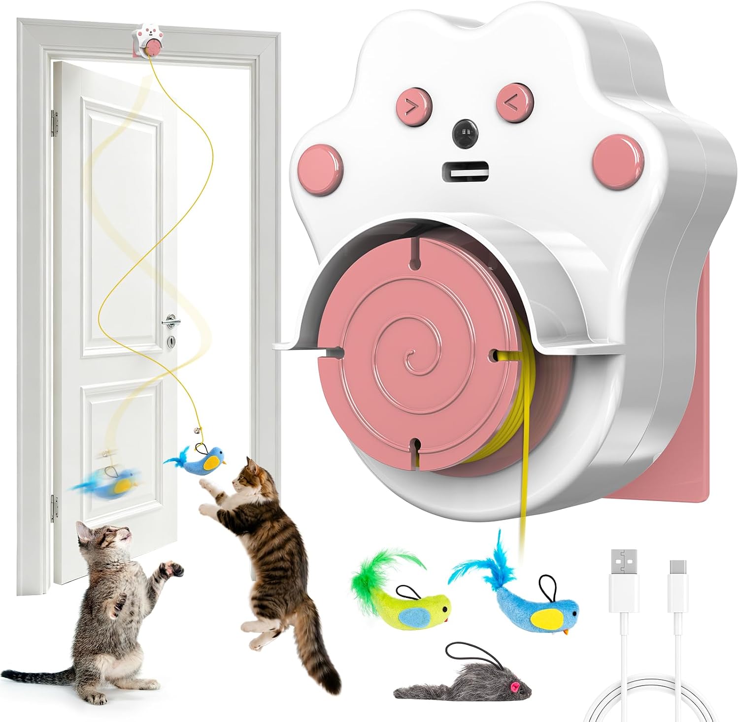 Interactive Cat Toys for Indoor Cats, Automatic Flying Bird & Mouse