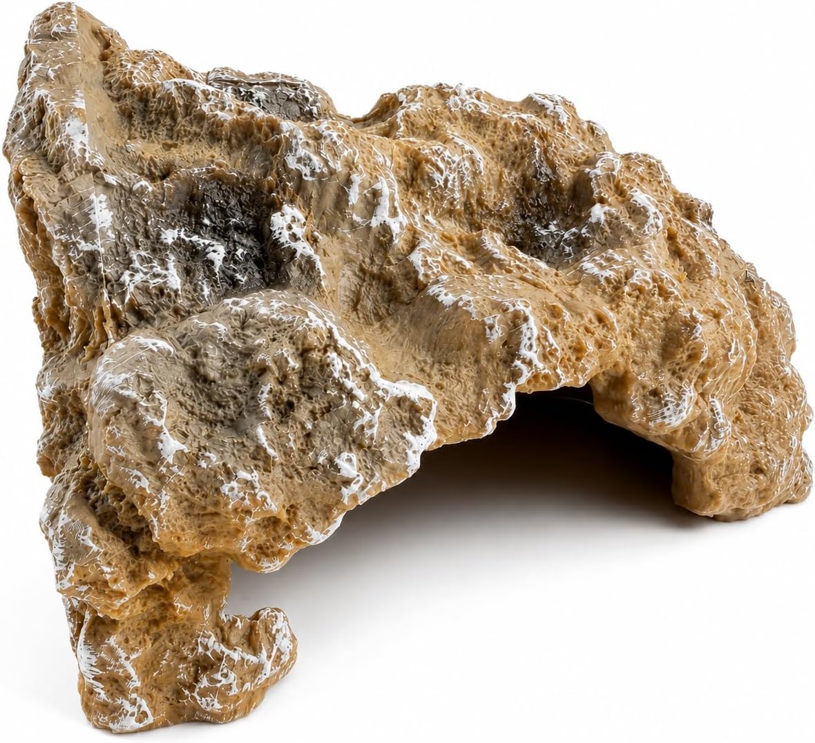 Reptile Hide Rock Cave, Small Resin Corner Hideout for Juvenile Leopard Geckos, Small Geckos, Small Lizards & Juvenile Snakes, Natural Terrarium Tank Decor for Dry or Humid Habitats