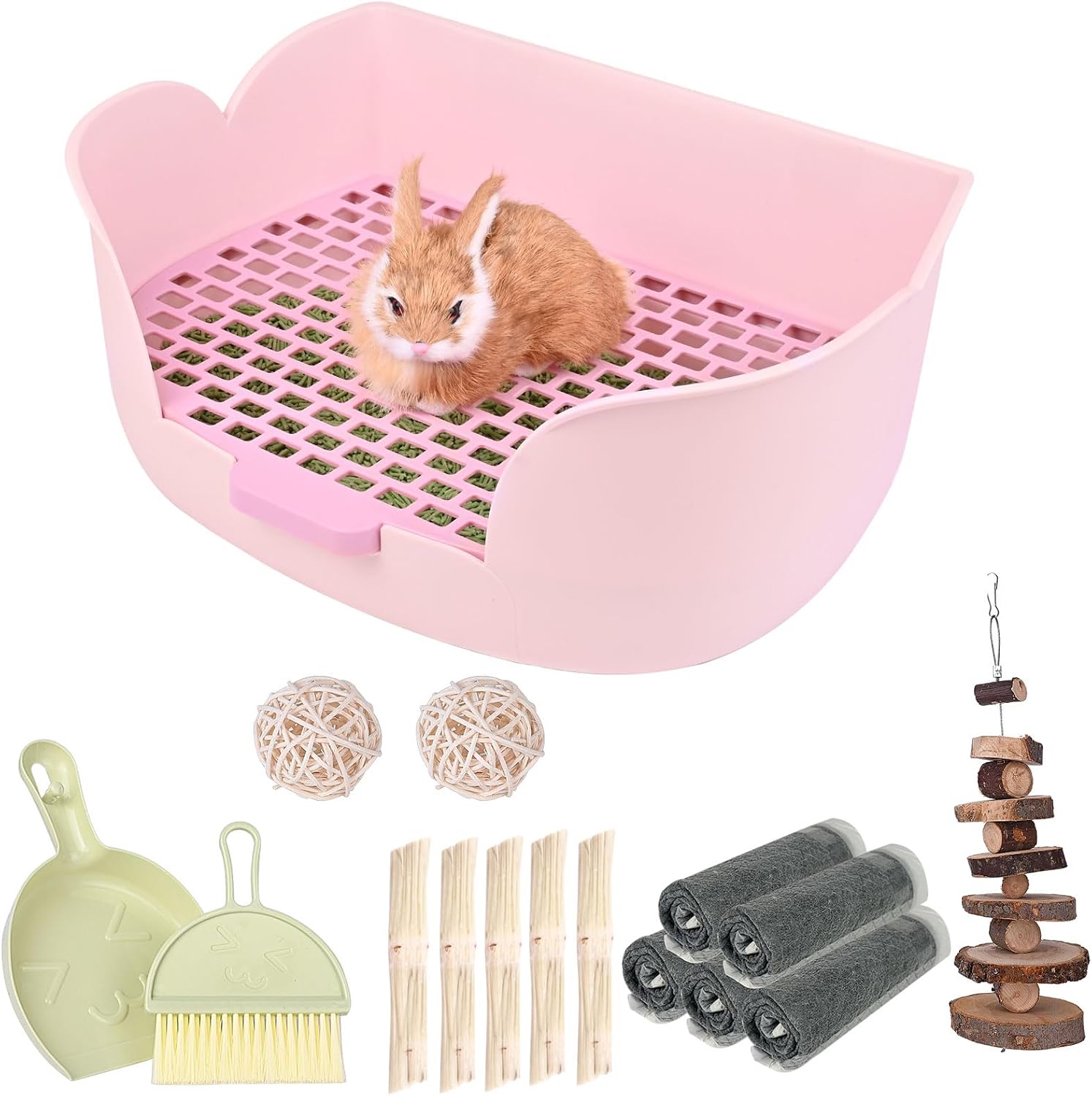 RUBYHOME Large Bunny Litter Box (15.5″ x 11.1″ x 6.2″) Small Animal Litter Pet Toilet Potty Trainer Corner Litter Bedding Box Pet Pan for Rabbit Guinea Pig Easy to Clean (Purple)