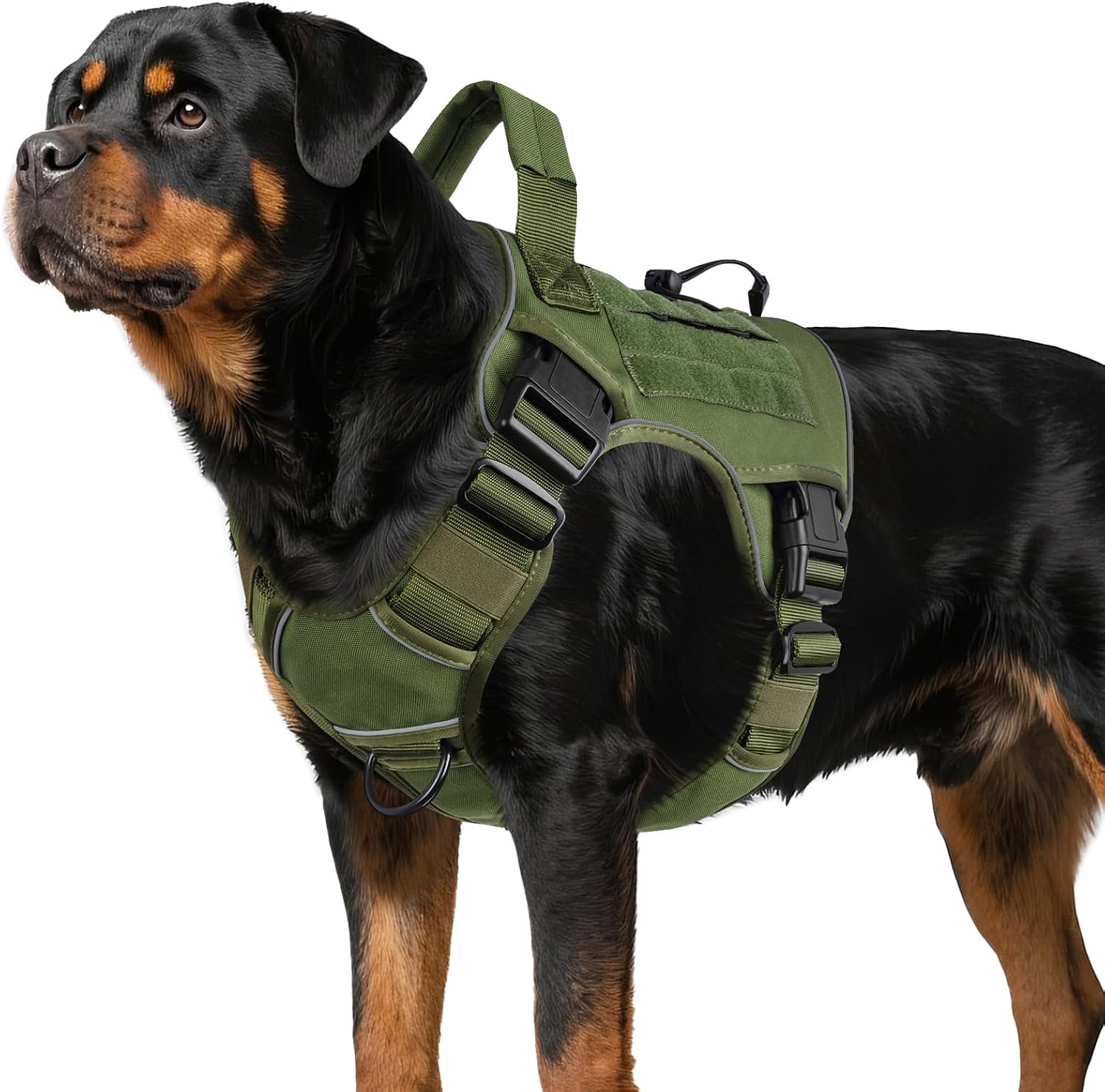 WINGOIN Green Tactical Dog Harness for Large Dogs,No Pull Dog Harness