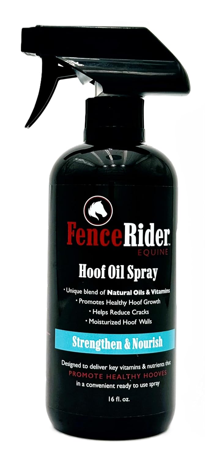 Fence Rider Hoof Oil Spray, Premium Blend of Natural Oils and Nutrients to Balance Hoof Moisture, While Working to Correct Cracks and Counteract Rot. 16 oz Ready to Use (16 oz)