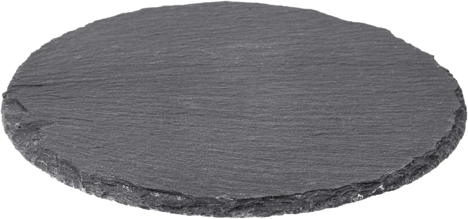 Reptile Basking Platform 6″ Round Slate Rock Plate, Natural Tortoise Feeding Bowl Resting Stone for Bearded Dragon Turtle Lizard Gecko