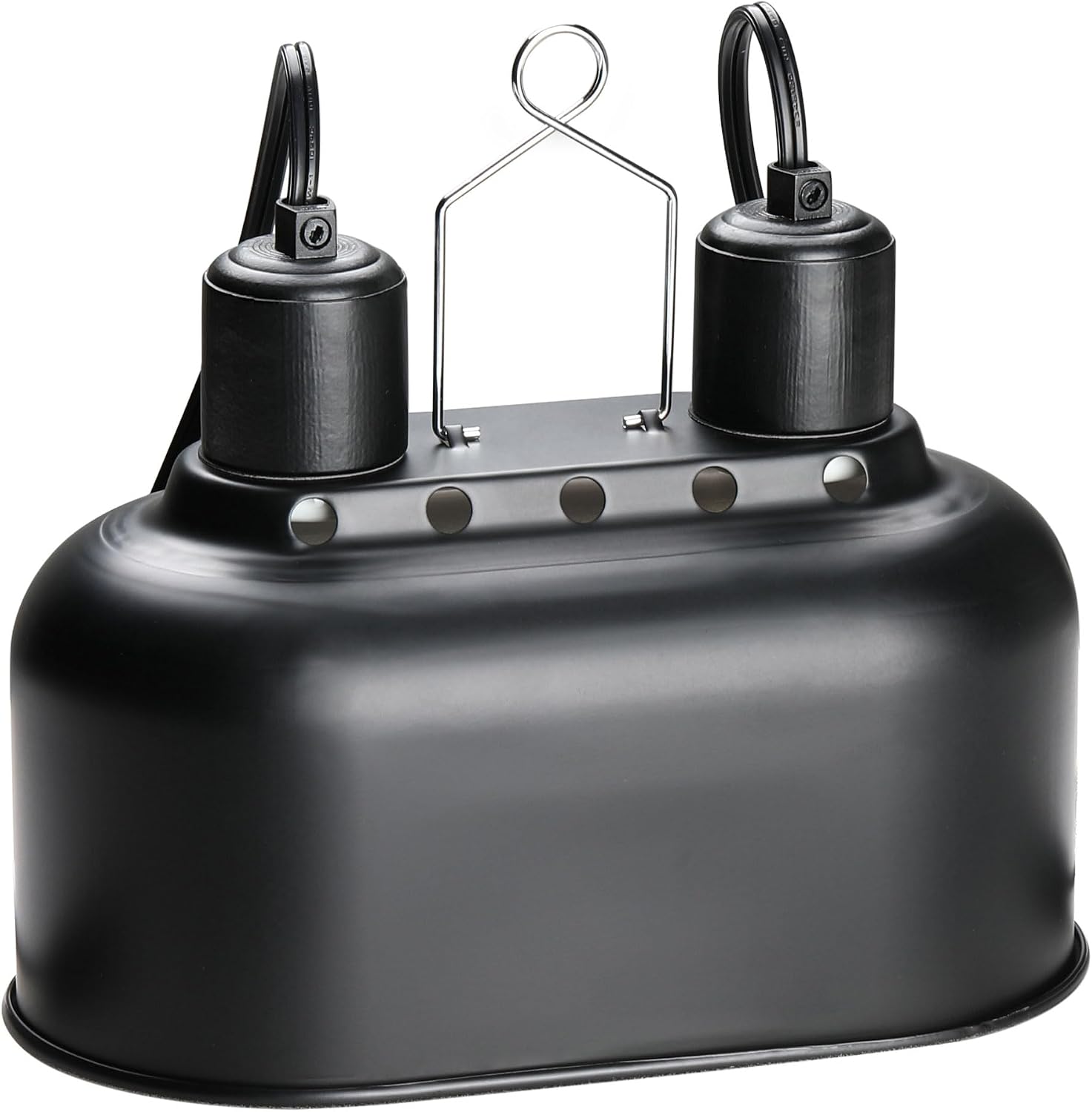 Simple Deluxe Dual Dome Reptile Light Fixture with Separate Switches, Fits Max 100W Reptile Heat Lamp/UVB Light, for Amphibians Terrarium and Tortoise Habitat
