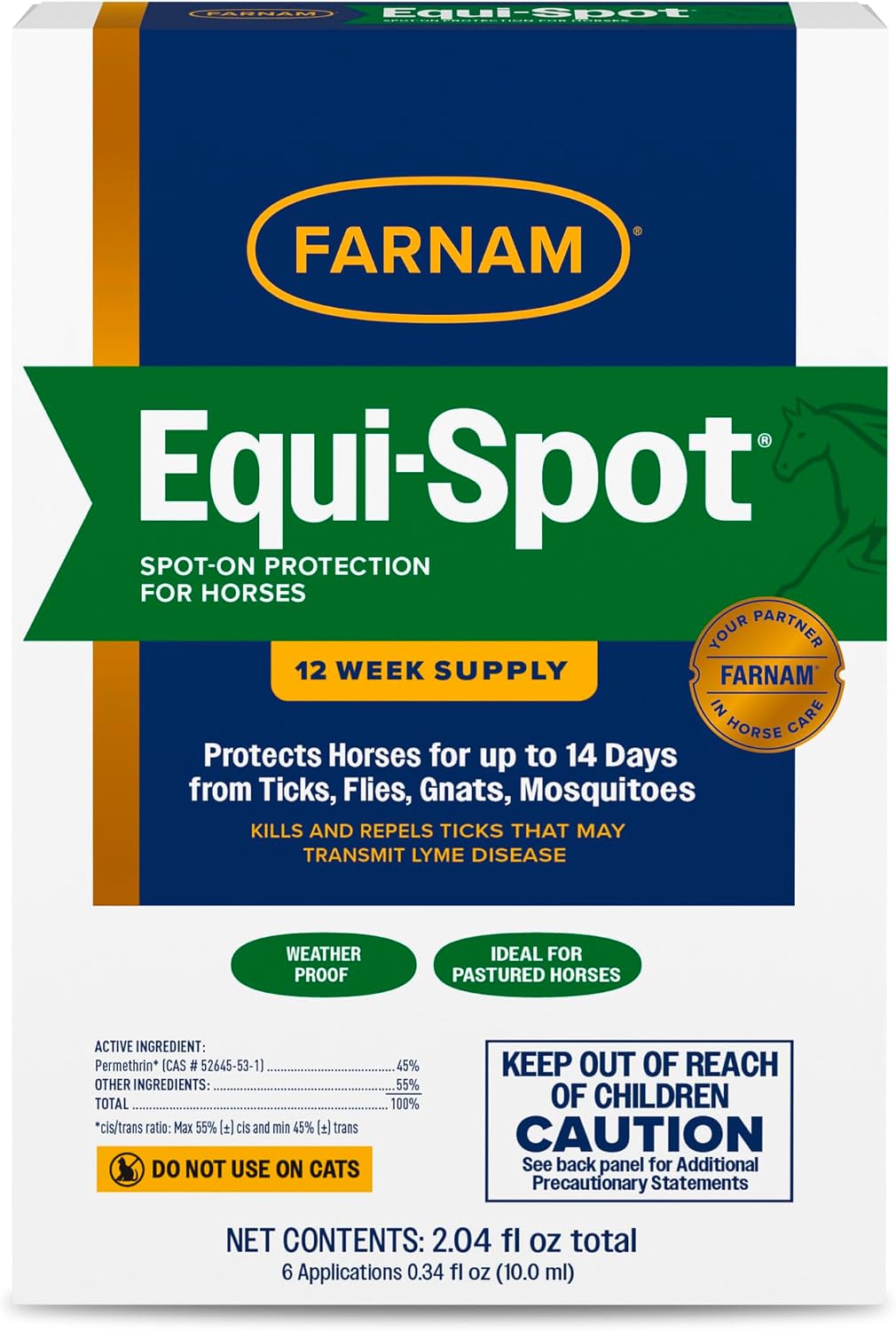 Farnam Equi-Spot, Weather Proof Targeted Spot On Protection, 12 Week Supply