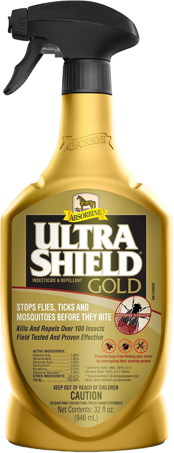 Absorbine UltraShield Gold Insecticide & Repellent for 100+ Insects, Use on Horses