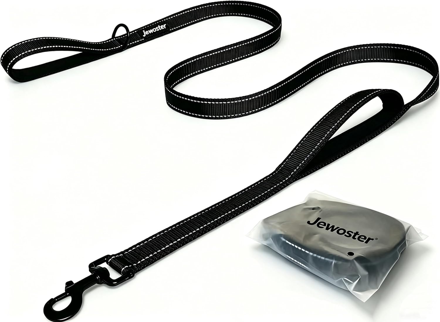 Heavy Duty Dog Leash – 2 Handles by Padded Traffic Handle for Extra Control, 6foot Long – Perfect for Medium to Large Dogs (6 ft, Black)