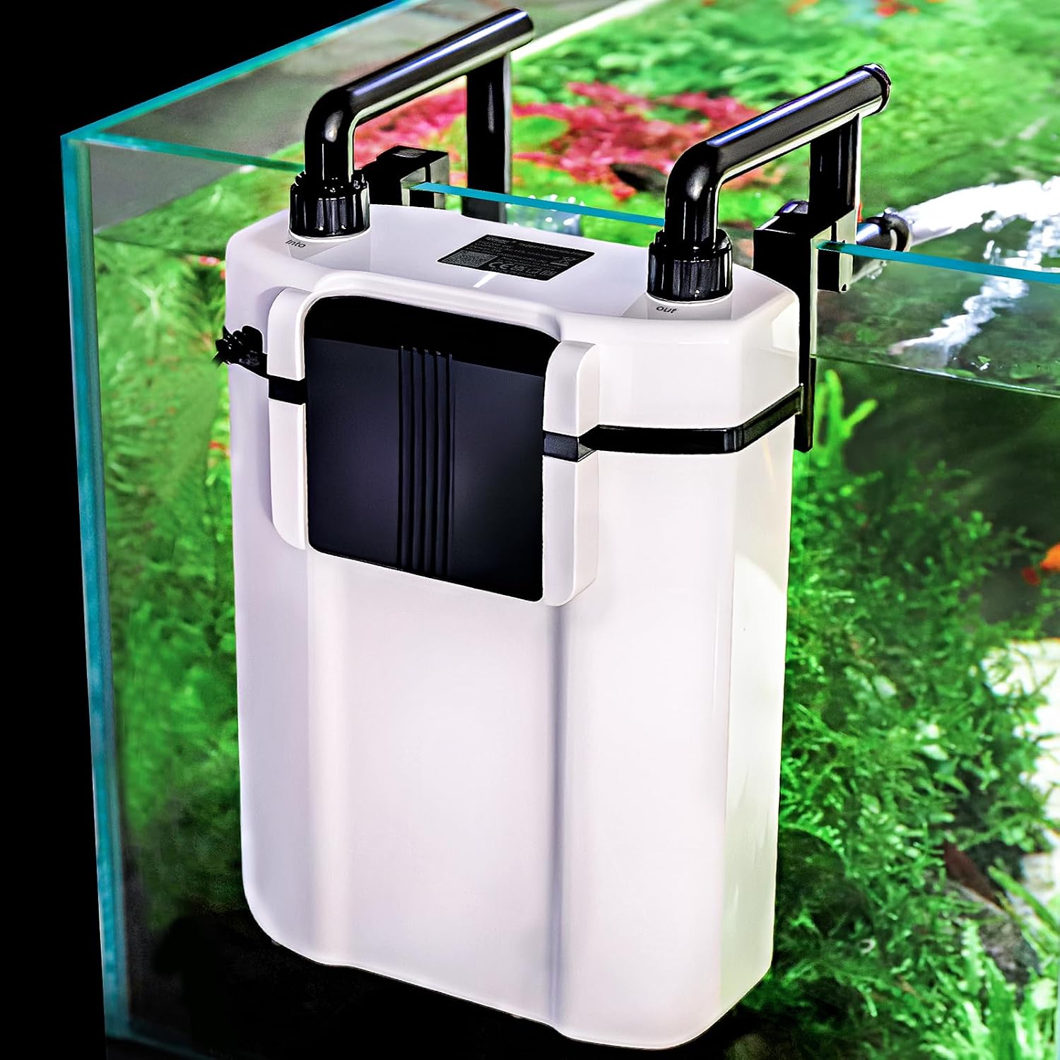 hygger Aquarium Hang On Back Canister Filter, Adjustable Flow Quiet Fish Tank Filter with Oil Skimmer,3 Outlet Nozzles,Filter Sponges & Ceramic Balls(7W,≤10 Gallon)