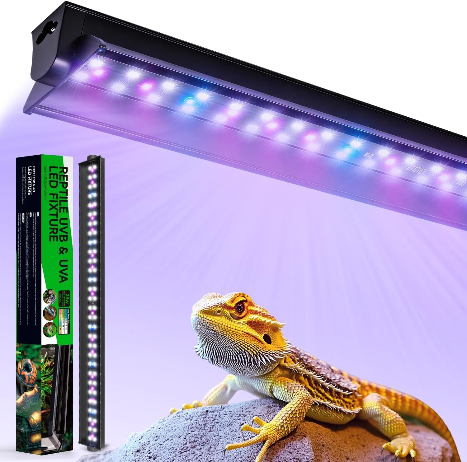 23W UVB Light for Reptiles, T5 10.0 UVB Reptile Light Fixture (27.5″)