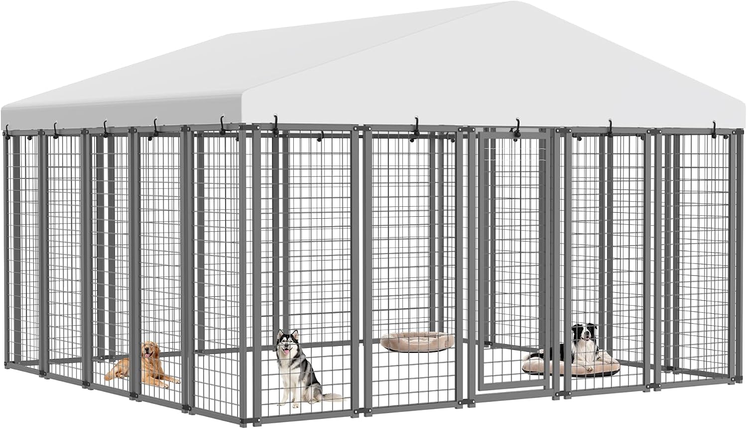 10×10 ft Outdoor Dog Kennel, Heavy Duty Dog Pens for Large Dogs
