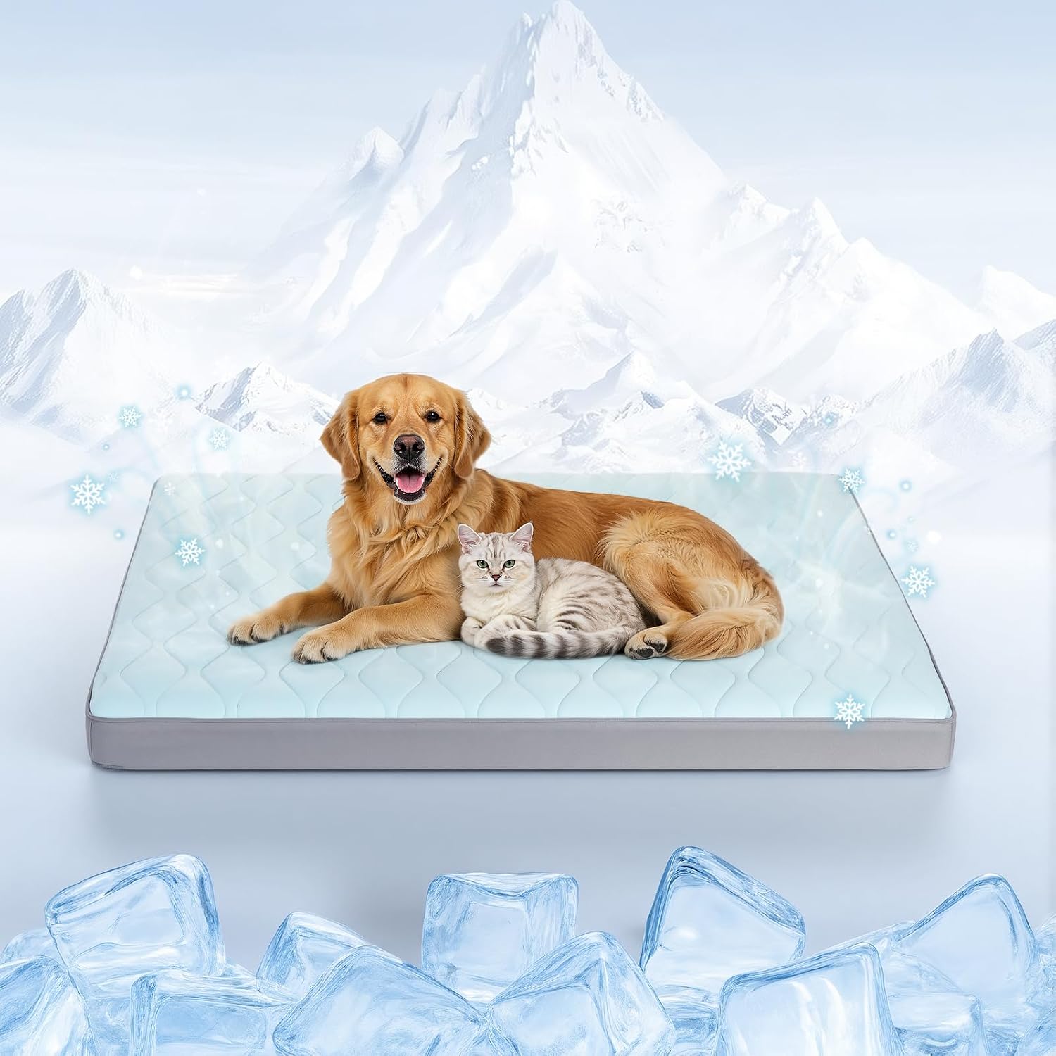Q-Max>0.4 Cooling Dog Bed, 44″ x 32″ Cooling Bed for Dog Large, Blue