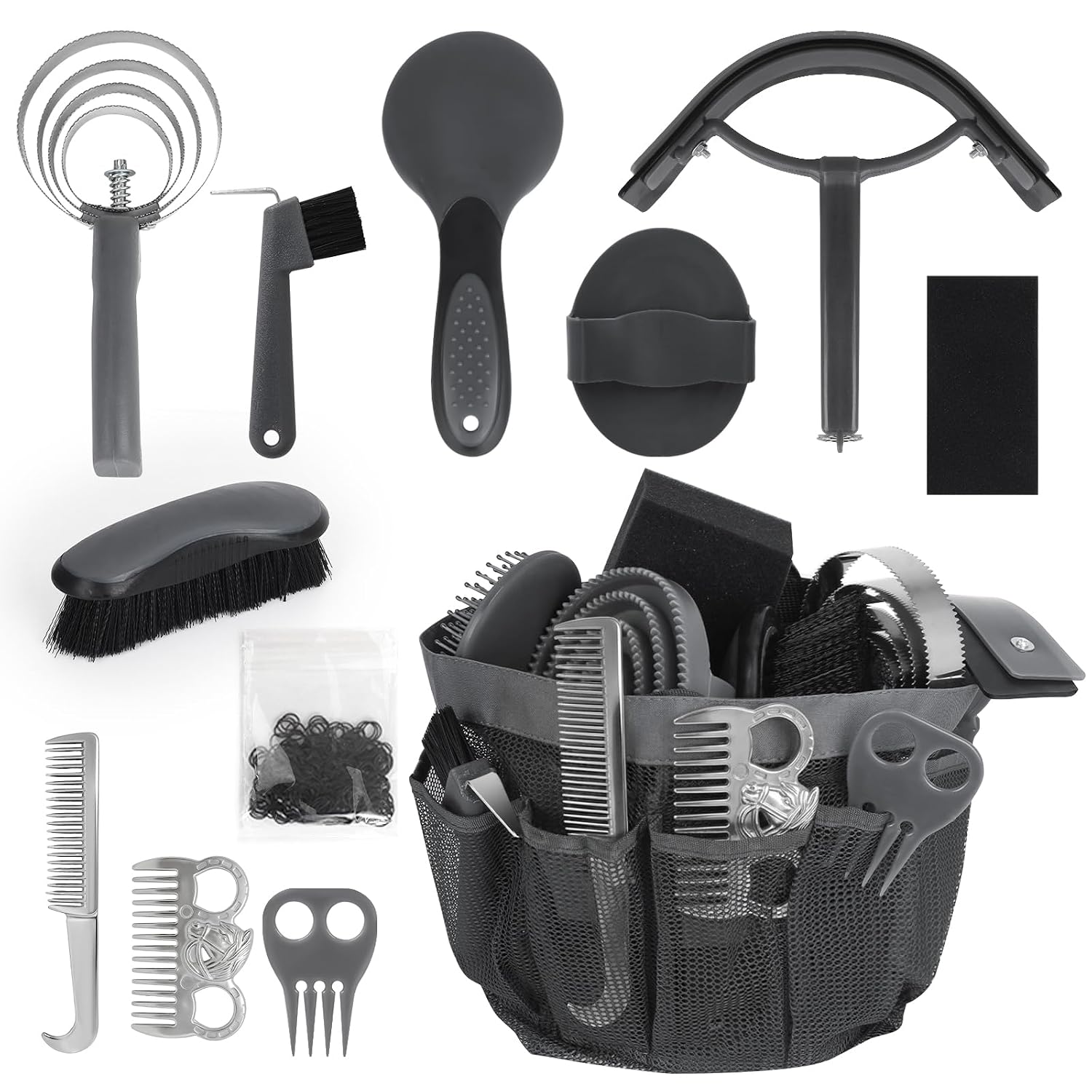 Horse Grooming Kit 12 Pieces Set – Complete Horse Brushes & Care Supplies Set with Organizer Tote Bag, Equine Coat Grooming Tools, Tack Room Equipment & Gifts for Horse Owners & Lovers
