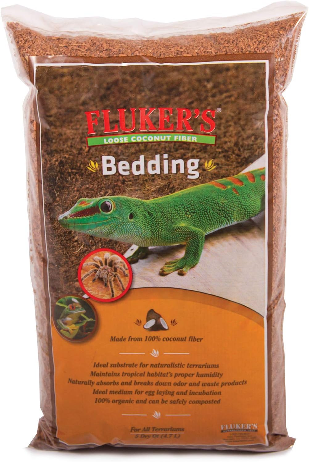 Fluker’s Loose Coconut Fiber Bedding for Reptiles and Arachnids, 5QT