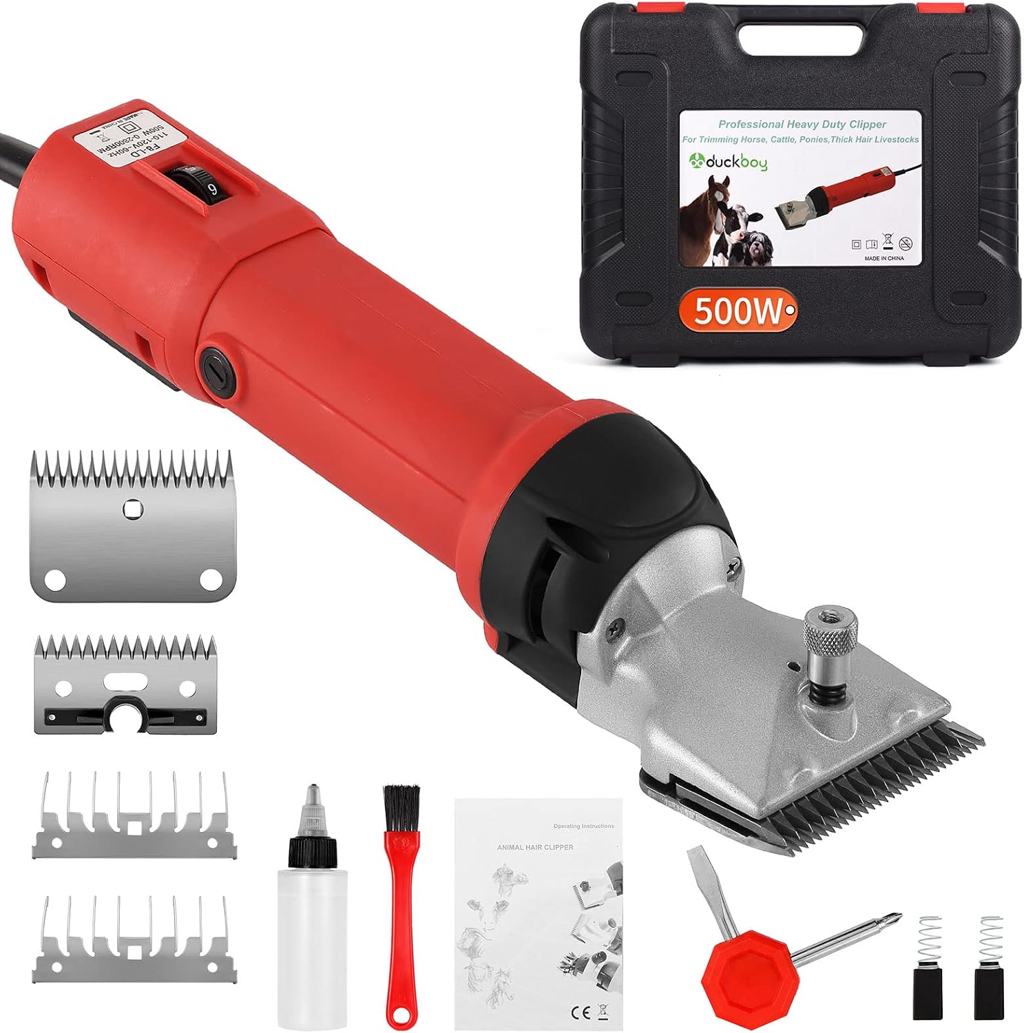 DUCKBOY 500W Cordless Horse Clipper, Rechargeable, for Horse Cattle Alpacas