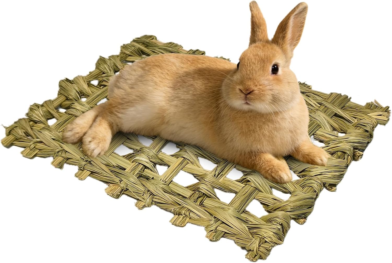 katnson Rabbit Grass Mats, Natural Hay Woven Bed Mat Rabbit Hay Mat Bunny Bedding for Sleeping Chewing Nesting Small Animal Bedding for Bunny Guinea Pig Chinchilla Bird (1pcs)