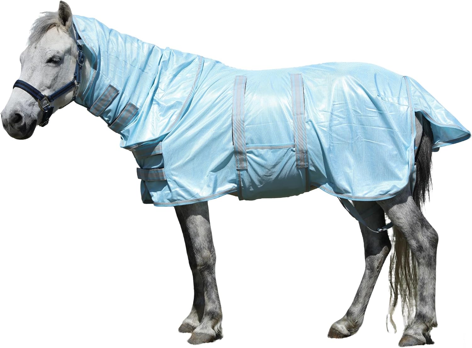 Mini Horse & Pony Mesh Fly Sheet with Neck & Belly Wrap Blue 60