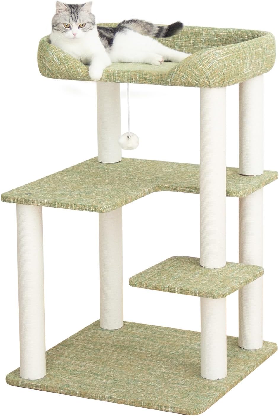 37.5″ Cat Tree Tower for Large & Senior Cats, Low-Step Design