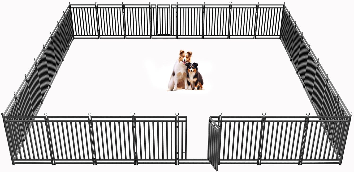 Thickened Outdoor Dog Fence, 40″ H, 32 Panels for Yard & Camping