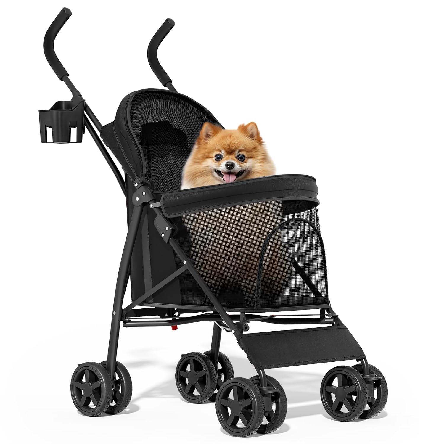 MoNiBloom Pet Stroller for Small/Medium Dogs and Cats up to 22 lbs, Black