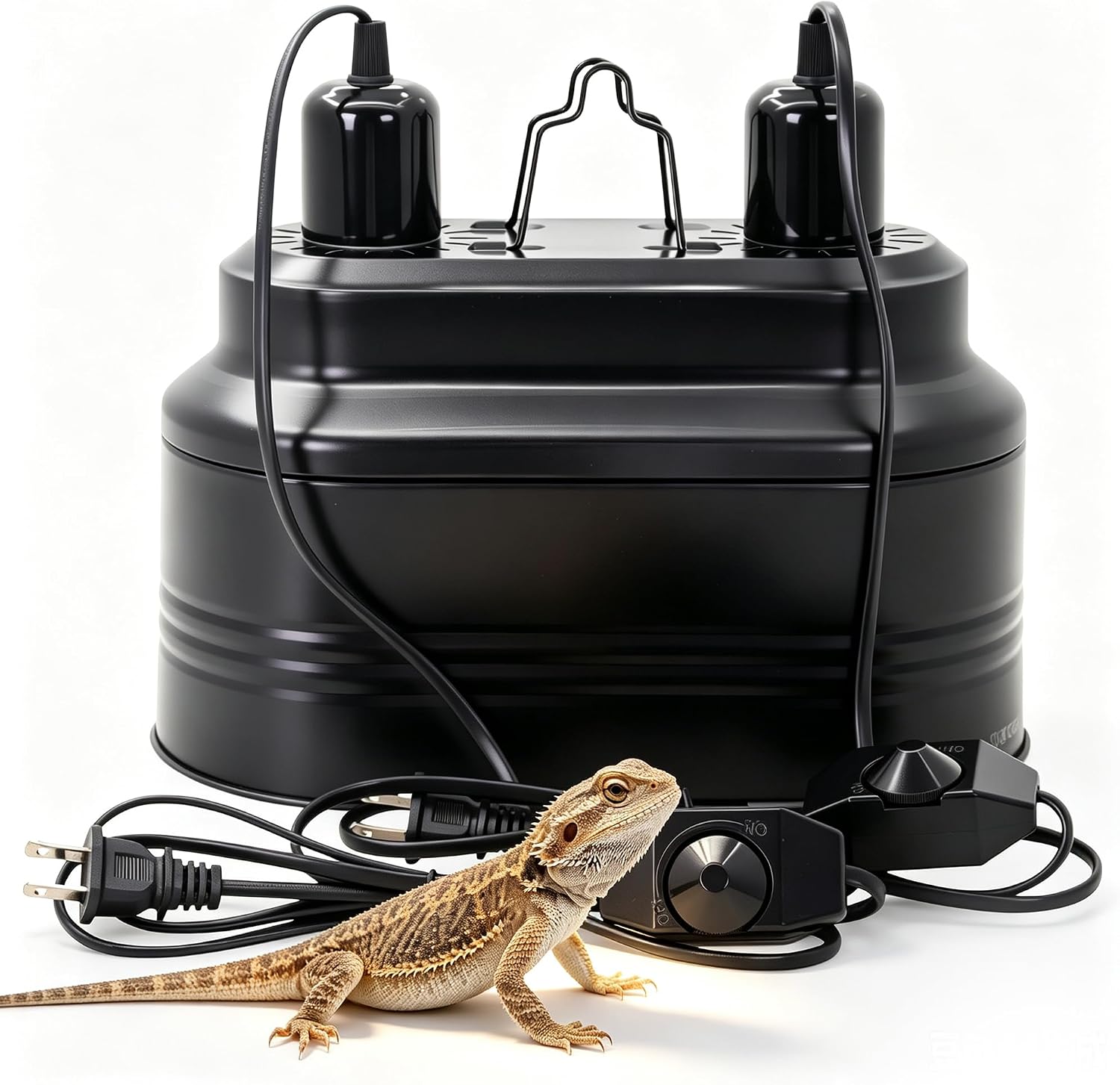 Dual Reptile Deep Dome Lamp Fixture with Independent Switches