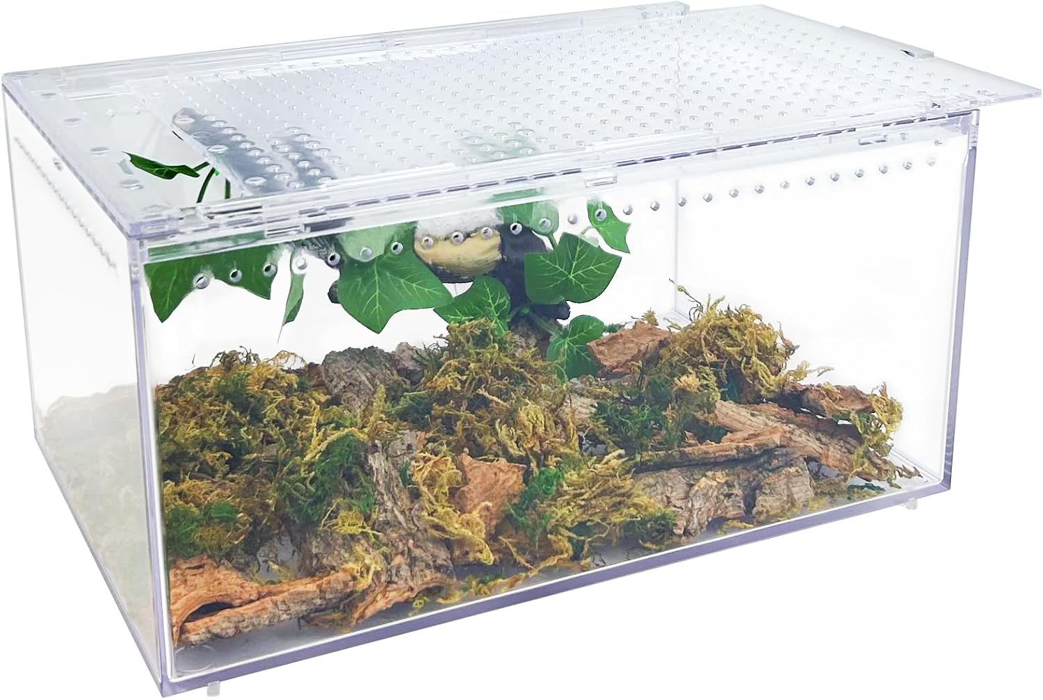 Reptile Terrarium Enclosure 12″x 8″x 6″ Acrylic Tarantula Breeding Box Magnetic Hermit Crab Habitat Tank Transparent Jumping Spider Cage for Insect Snail Amphibians Sling Isopods