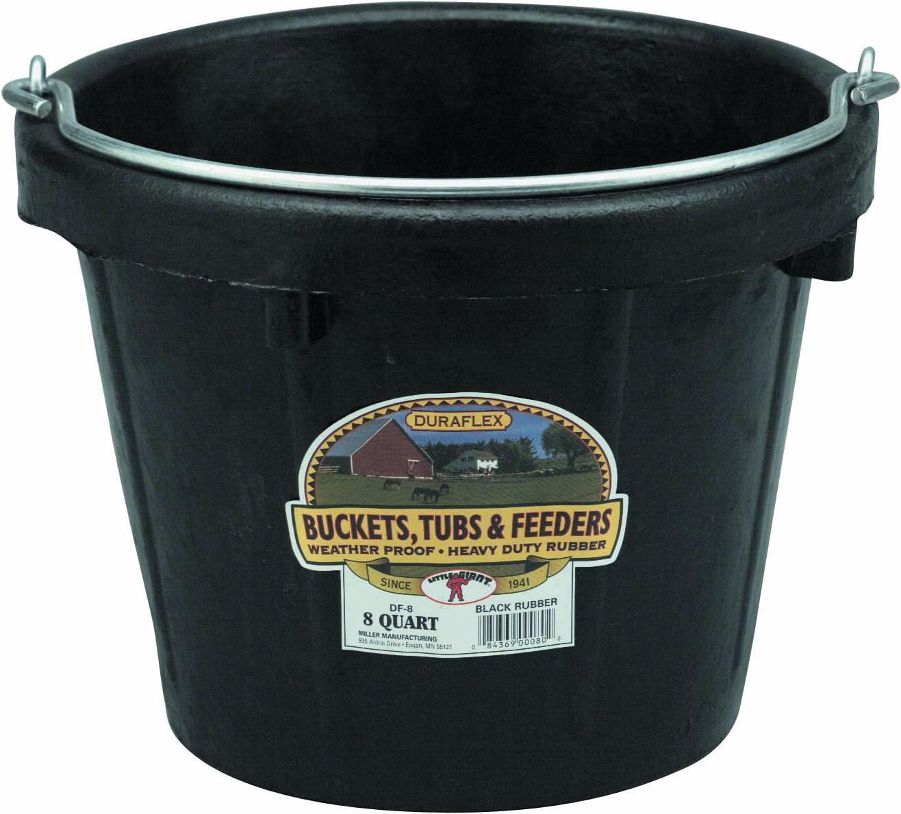 Little Giant® Rubber Pail | All-Purpose Heavy Duty Rubber Bucket | Water Bucket | 8 Quarts