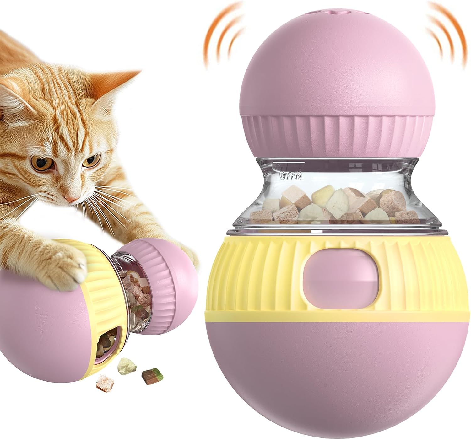 TLKNG Cat Enrichment Toy, Treat Dispenser Ball for Indoor Kitten Puzzle Toy