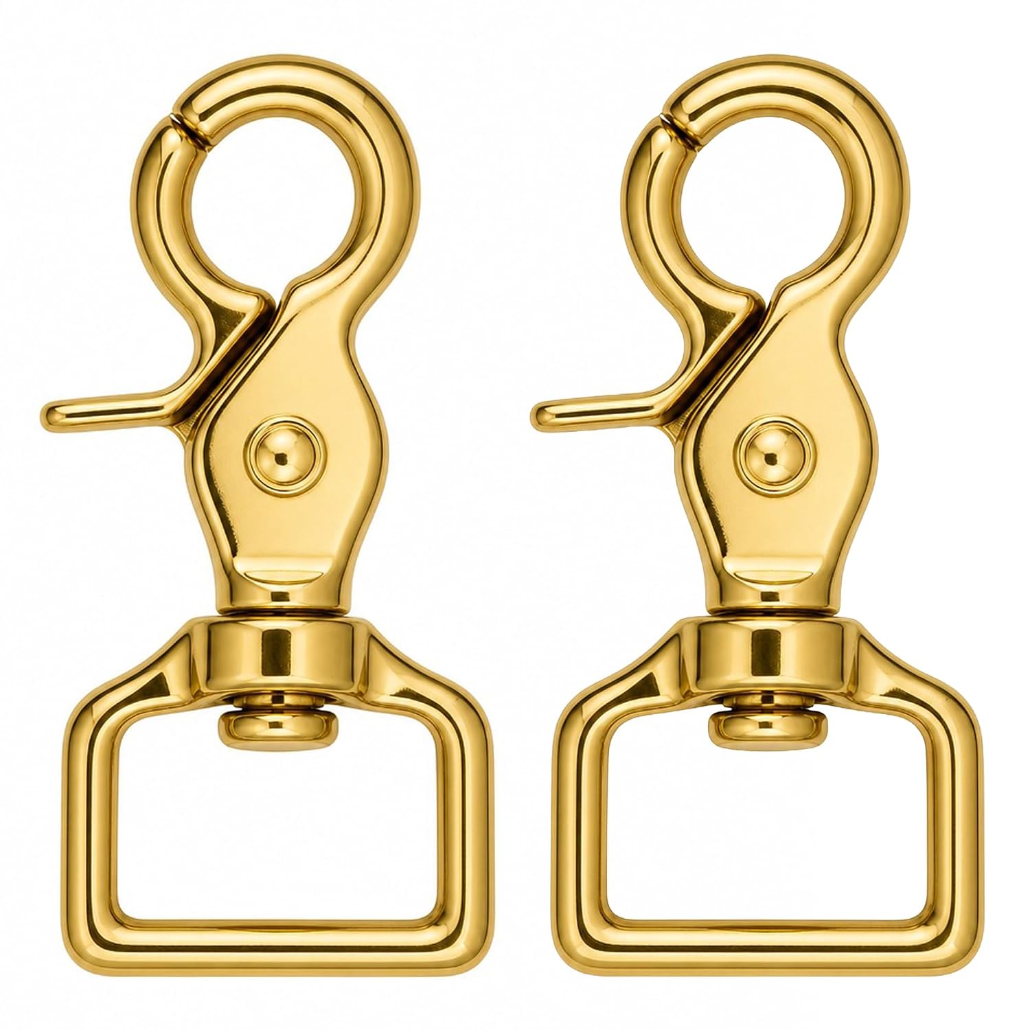 Southwestern Equine Trigger/Scissor Snap Square Eye – 2 Pack Clip with Easy Finger Clasp realease clamp (Brass 5/8)