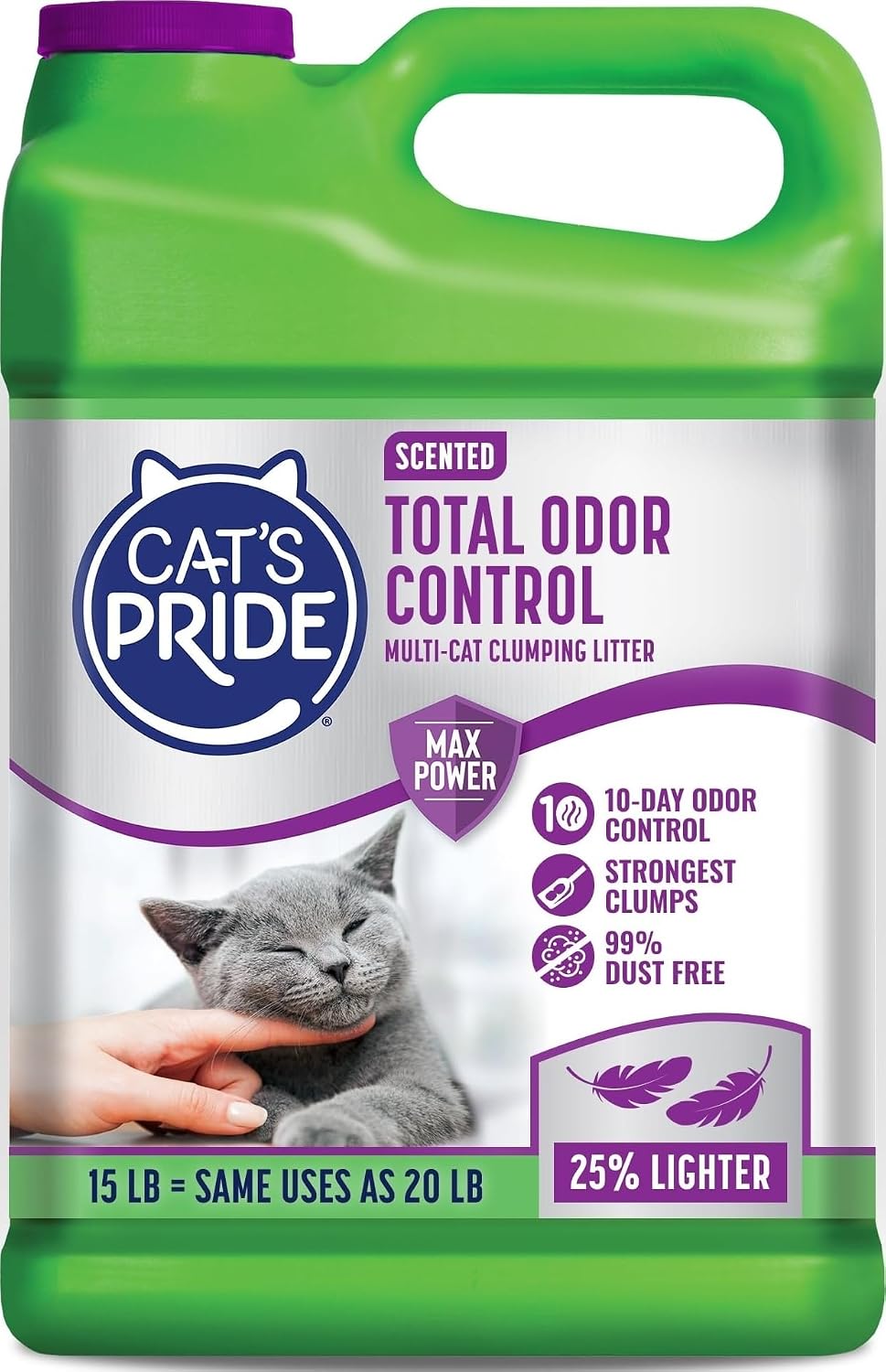 Cat’s Pride Total Odor Control, Max Power, Clumping Litter Scented 15lb