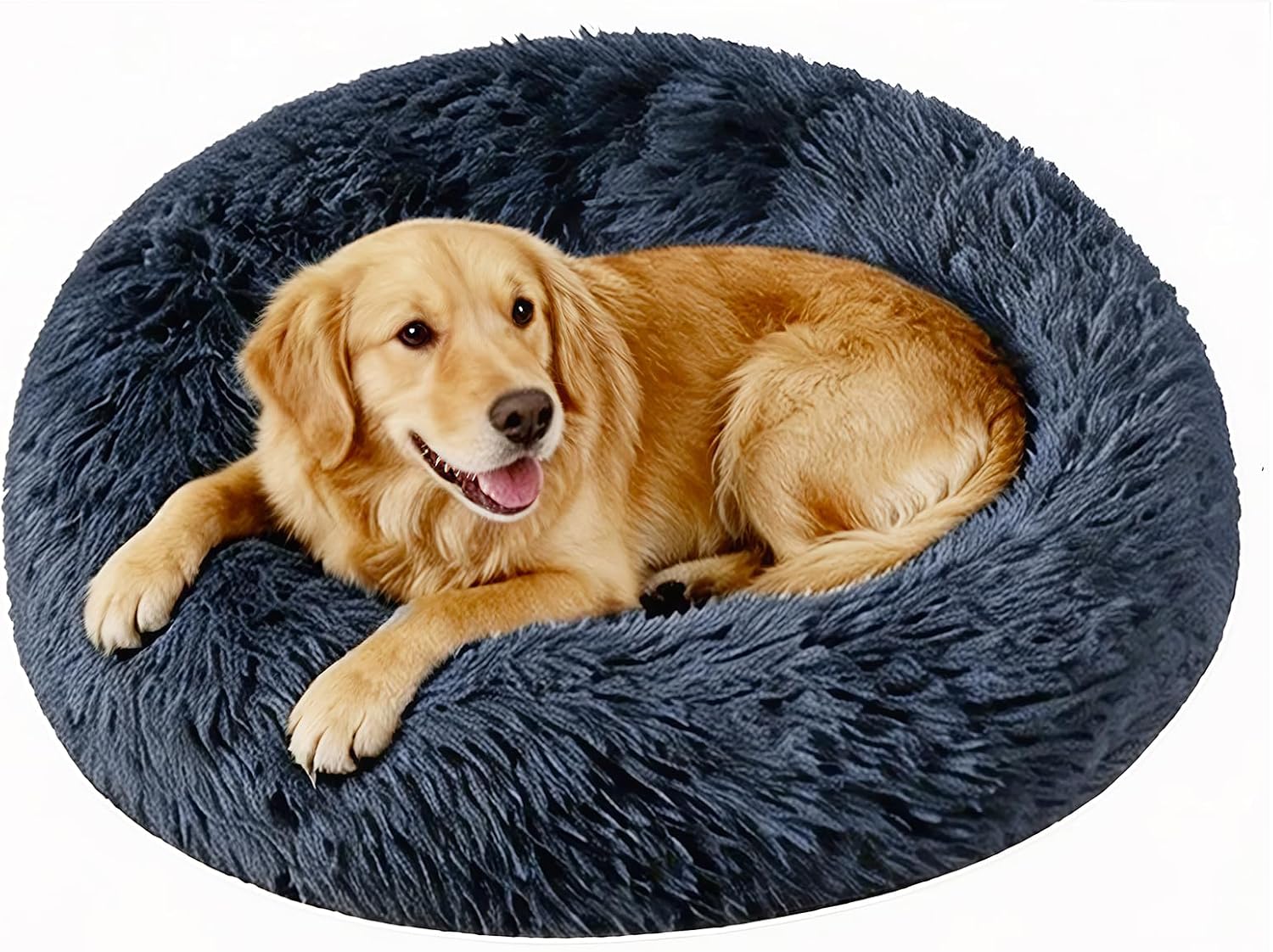 Large Dog Bed, Washable Plush Donut Dog Bed, 36 Inch