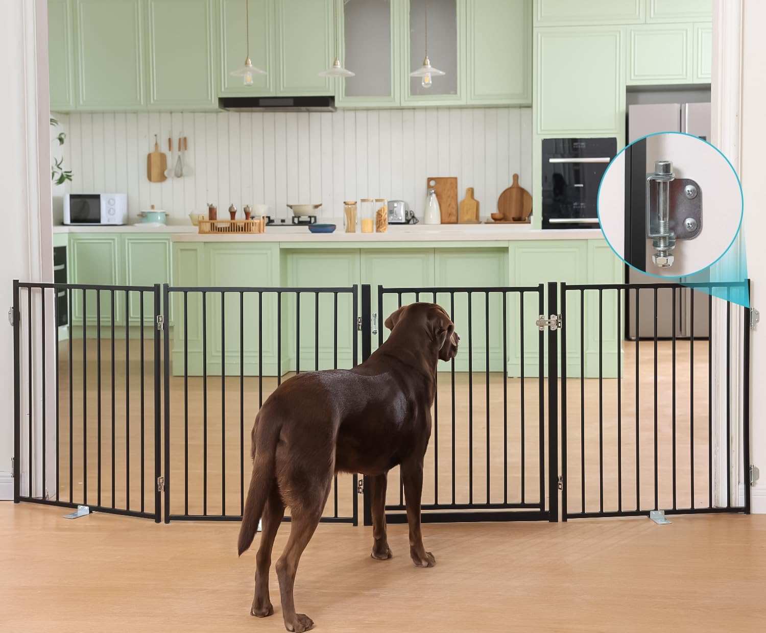 No Pawblems Freestanding Dog Gate with Door for Indoor & Outdoor, 30” Tall