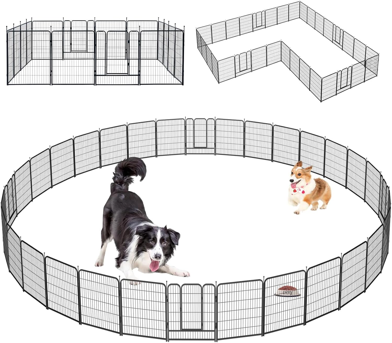 Dog Playpen Portable Exercise Fence Heavy Duty Metal Pet Playpen Indoor Outdoor Pet Playpen for Small Medium Large Dogs – RV Camping Pen（Jet Black） (32 Panels, 40 inch)