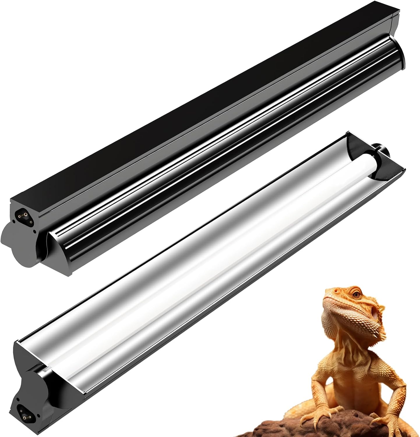 8W T5 10.0 UVB Reptile Light Fixture 12″ – High Output UVA UVB Light for Bearded Dragons, Turtles & Snakes – Compact UVB Lamp for Desert & Tropical Reptiles (UVB 10.0-Desert, 12INCH-8W)