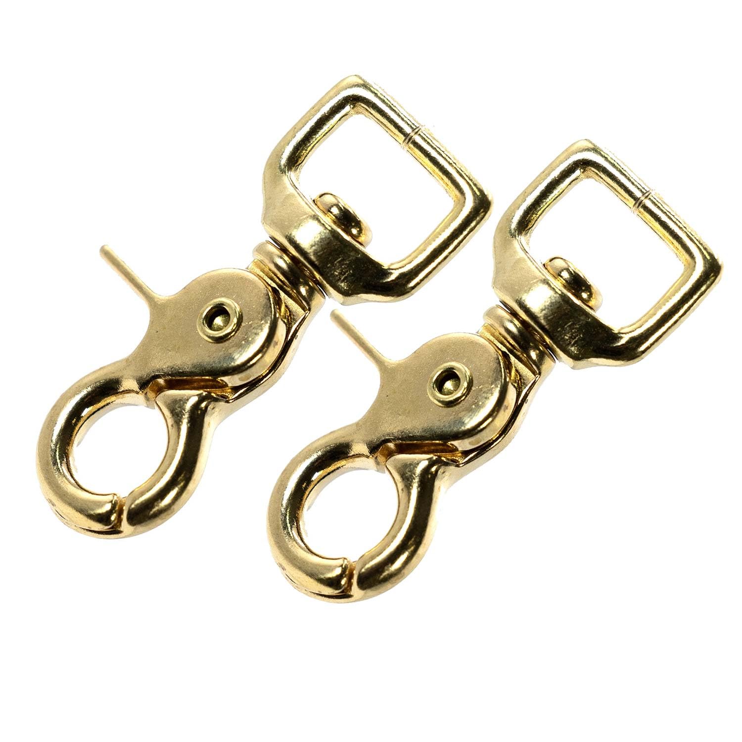 Jeffers Solid Brass Trigger Snap with Square Swivel Eye – Heavy Duty Zinc Plated Clip for Tack, Dog Leash, Rope, Horse Tack, Farm, Pet, Backpack, Hardware, Home Use – Brass A, 3/4″ – 2 Pack