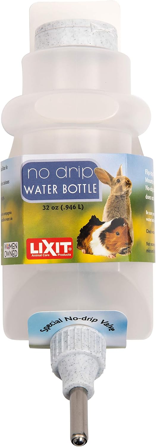 Lixit® Top Fill No Drip Water Bottles for Rabbits, Ferrets, Hamsters, Guinea Pigs, Rats, Chinchillas and Other Small Animals – Made in USA (Granite (Pack of 1), 32 Ounce)