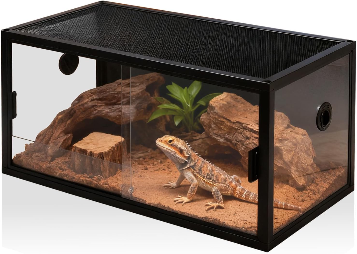 48-Gallon Acrylic Reptile Terrarium 36”x18”x18” – Durable Reptile Tank with Heat-Resistant Aluminum Frame, Smooth Dual Swinging Doors (No Sand/Debris Clogging) – Ideal for Lizards, Snakes & Geckos.