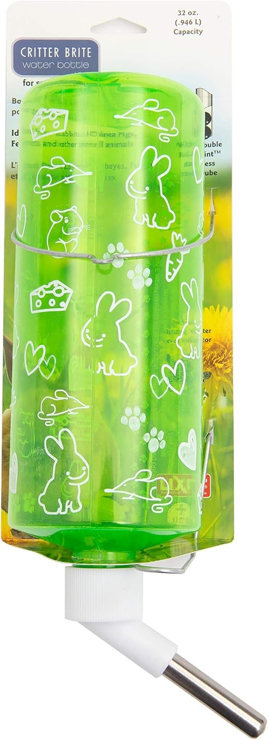 Lixit® Critter Bright Water Bottles for Hamsters, Rabbits, Chinchillas, Ferrets, Guinea Pigs and Other Small Animals – Made in USA (Blue (Pack of 1), 32 Ounce)