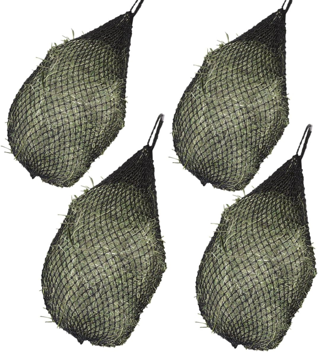 Country Pride Ultra Slow Feeder Hay Net, 1-Inch Openings to Slow Hay Consumption, Durable Woven Design, Top-Loading, Holds 5-6 Flakes, Compatible with Hay Hoops, 42-Inch, 42-Inch, 4 Pack (Black)