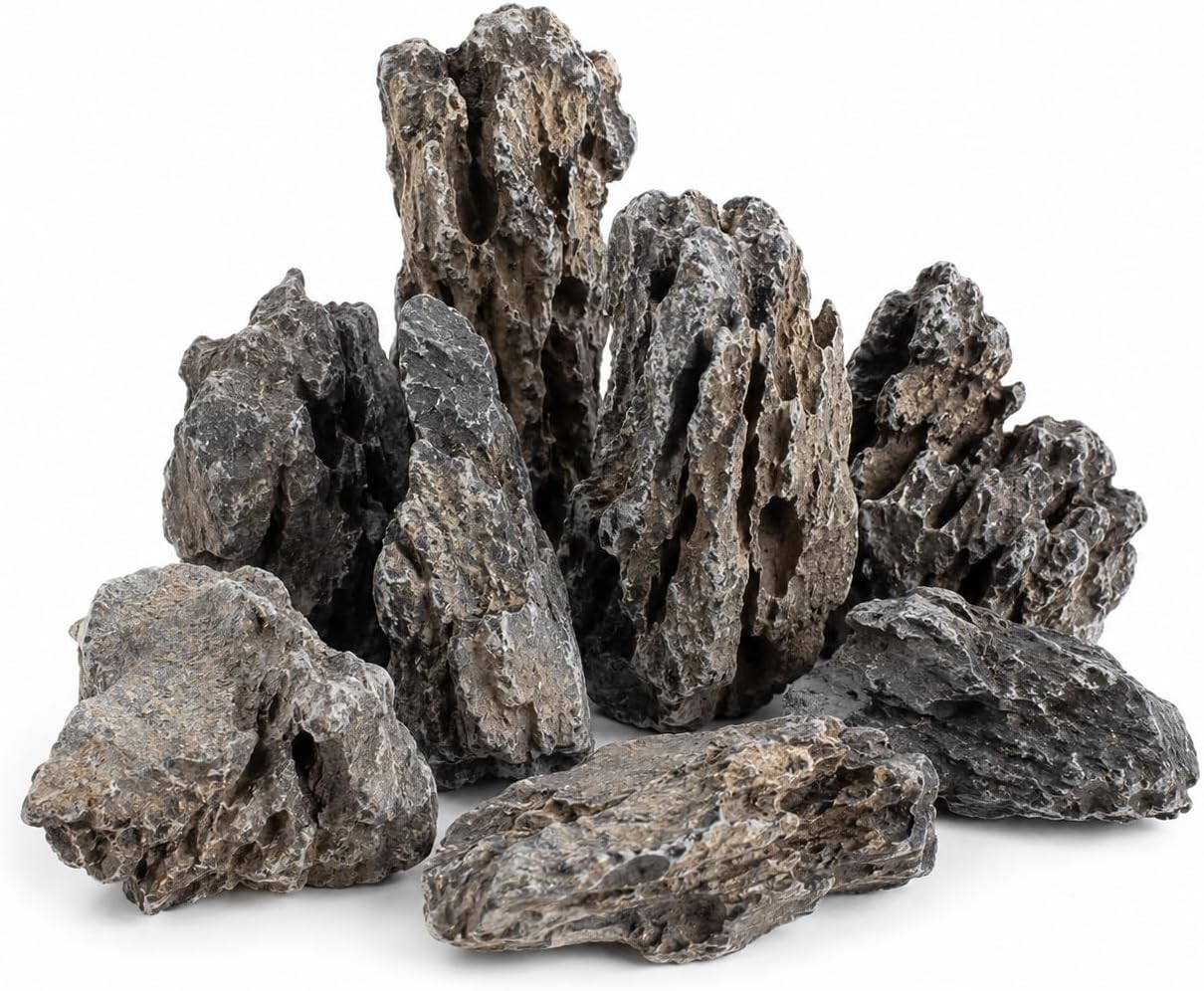 3LBs Natural Seiryu Stones,Aquarium Aquascaping Decor Rocks (2-5 inch)
