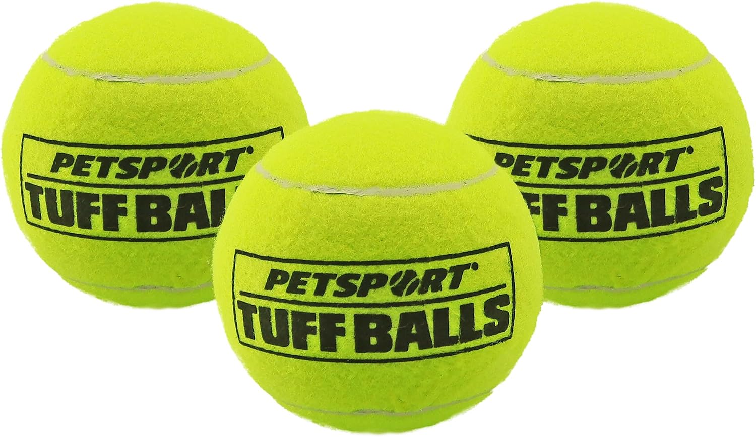 PetSport Giant Tuff Balls for Large Dogs, 4″ Tennis Balls (3 Pack) – Extra Thick Natural Rubber, Non-Abrasive Felt, Non-Toxic, Durable Dog Fetch Toy for Aggressive Chewers, Won’t Stain or Wear Teeth