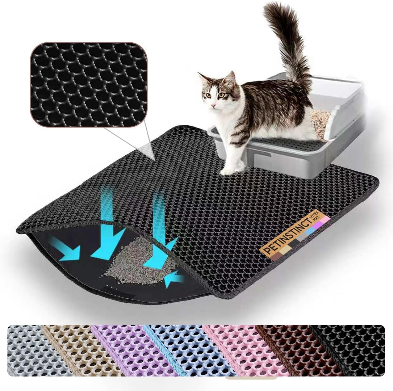 Small Cat Litter Mat, Double Layer Honeycomb Litter Box Mat