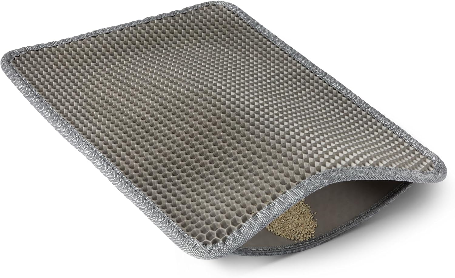 Amazon Basics Double-Layer Cat Litter Mat, Honeycomb Design, Waterproof & Urine-Proof, Non-Slip Scatter Control Trapper Mat, Easy Clean, Soft on Paws, Grey, 15″ x 24″