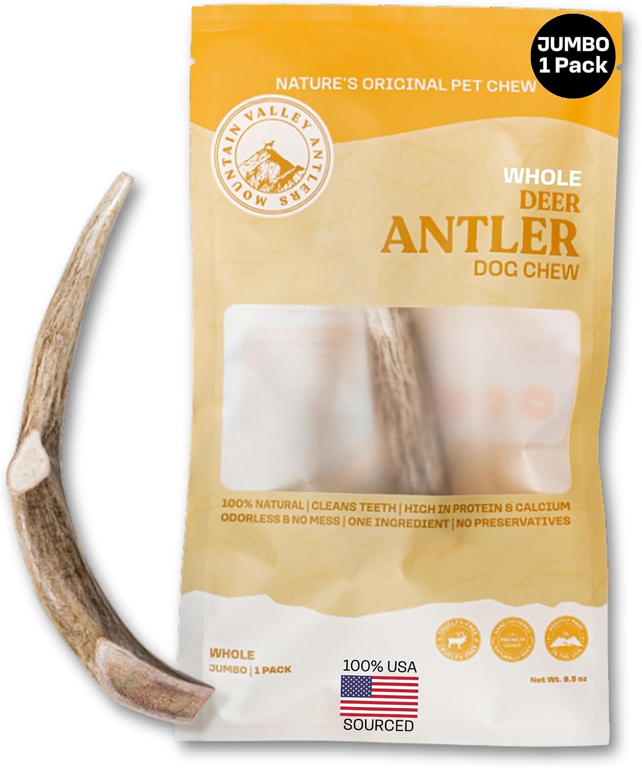 Mountain Valley Deer Antlers for Dogs Naturally Shed Dog Antler, Jumbo