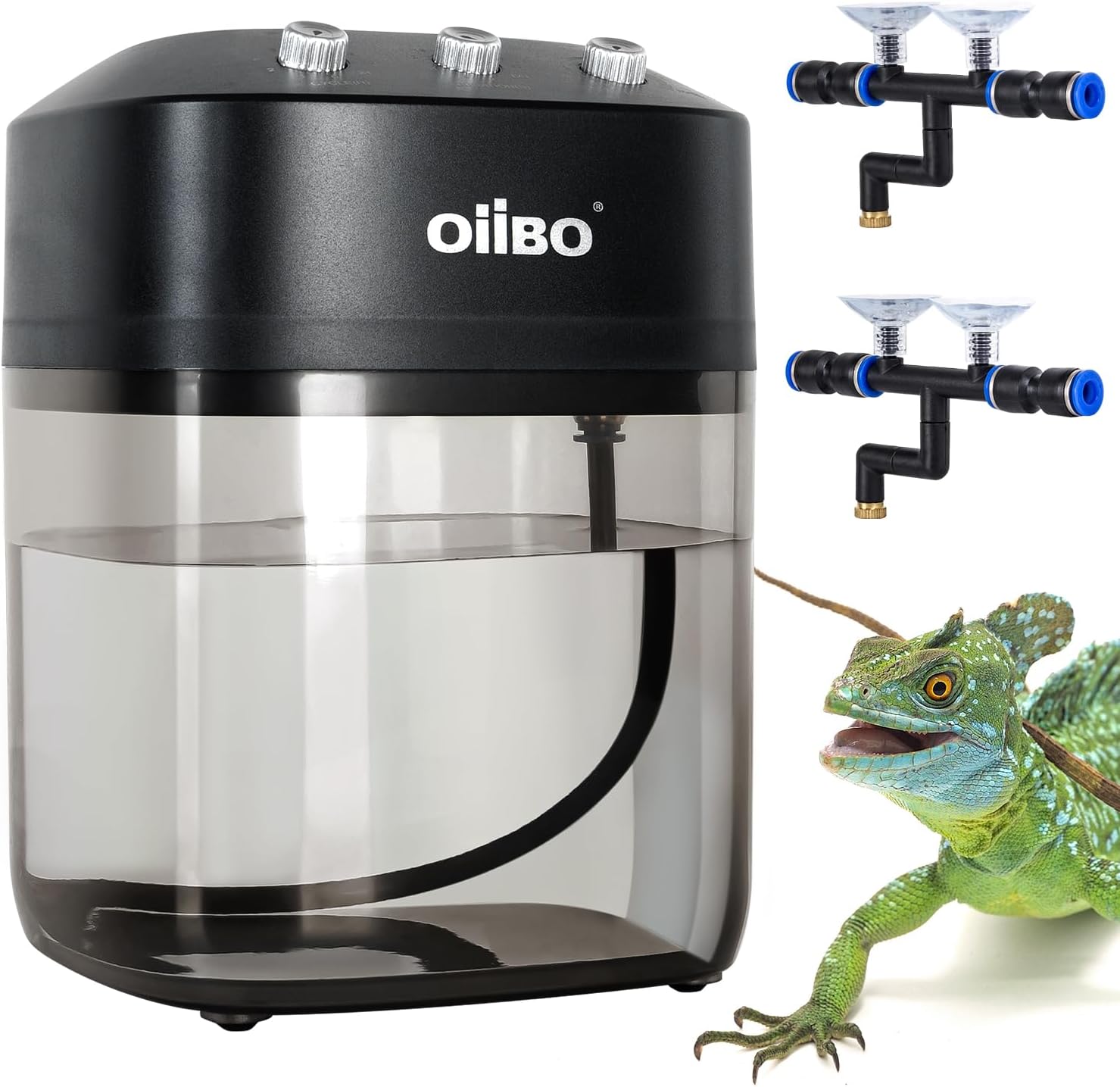 Reptile Mister Fogger, 2.2L Solo Adjustable Starter Mister for Reptile Terrariums, Programmable Misting System with High Pressure Silent Pump & 2PCS Nozzles for Reptiles Amphibians